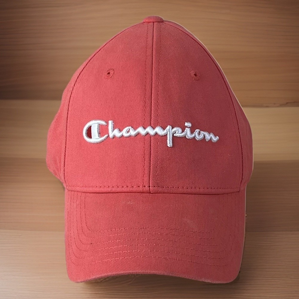Champion Baseball Hat Strapback Peach Pink Papaya Melon Color Embroidered